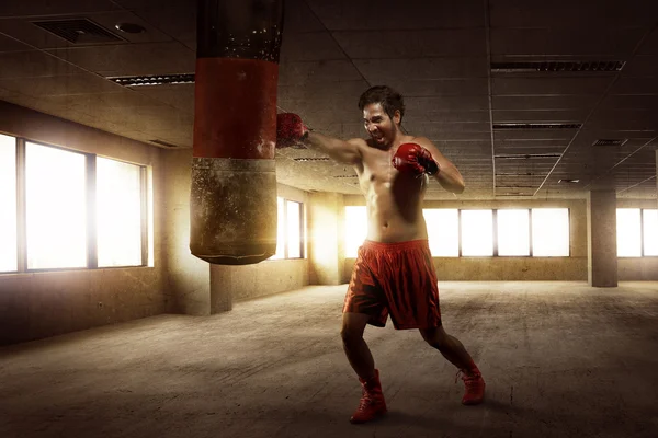 Jonge Aziatische man bokser doen oefening — Stockfoto