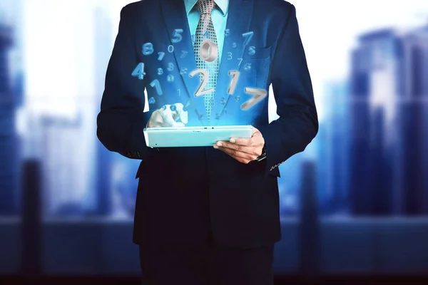 Business man, touching computer tablet — Stock Photo, Image