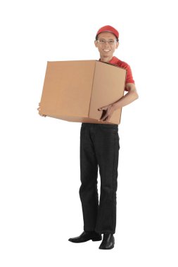 Gülümseyen Asya teslim kurye