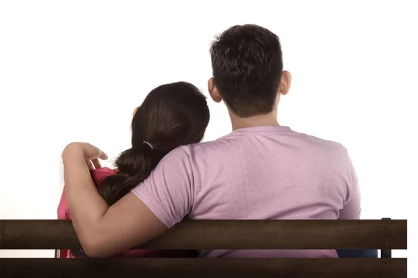 Asian couple on bench — Stock Photo, Image