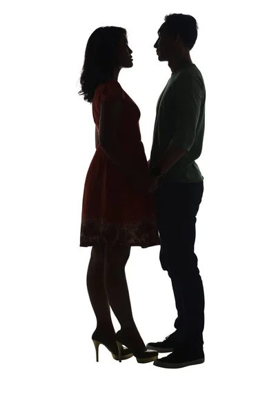 Silhouetten man en vrouw — Stockfoto