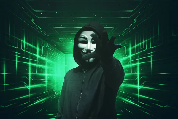 Hacker maszk és kesztyű — Stock Fotó