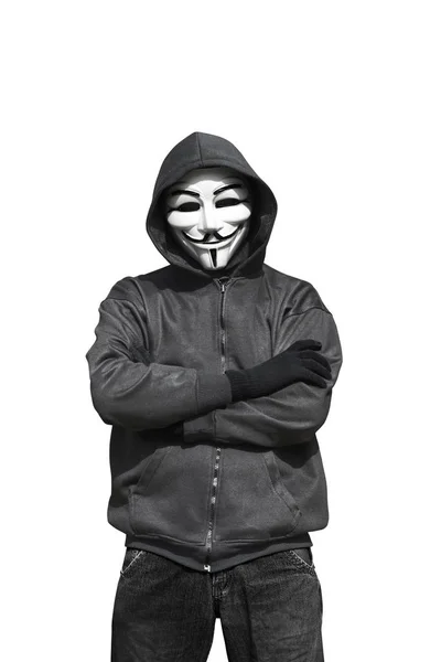 Hacker em máscara e luvas — Fotografia de Stock