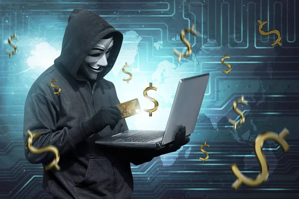 Hacker stealing money — Stock Photo, Image