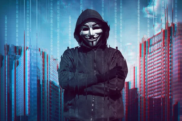 Hacker maske ve eldiven — Stok fotoğraf