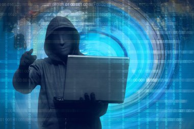 hacker holding dizüstü