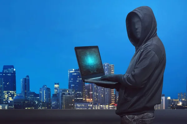 Hacker bedrijf laptop — Stockfoto