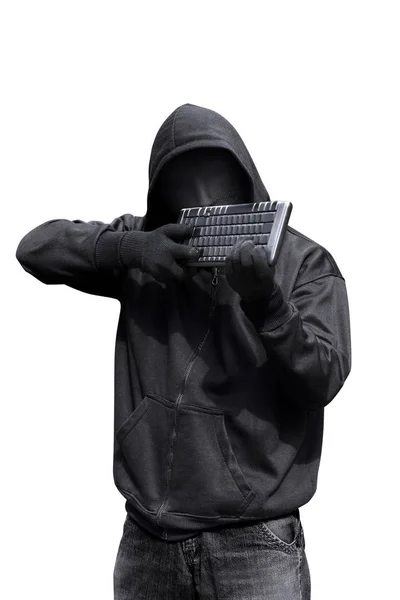 Haker w maski i rękawiczki — Zdjęcie stockowe