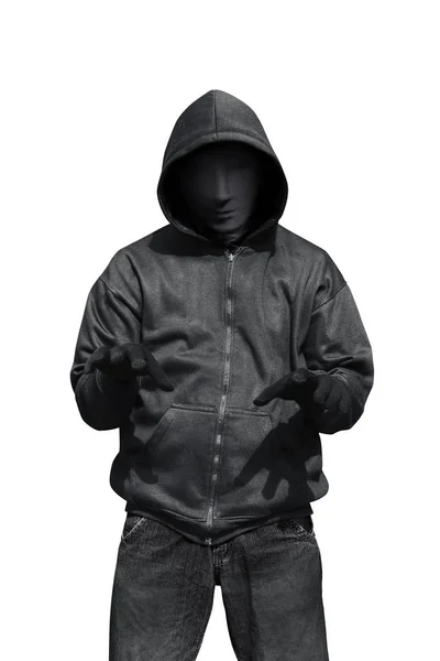 Hacker dalam topeng dan sarung tangan — Stok Foto