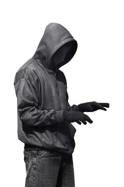 Maske ve eldiven giyiyor hacker — Stok fotoğraf