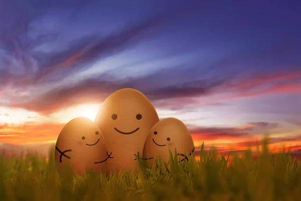 Küçük yumurta çimlere sarılma büyük yumurta — Stok fotoğraf