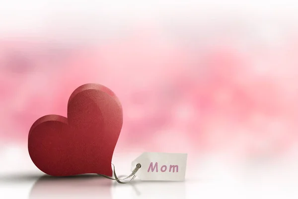 Red heart with Mothers day message — Stock Photo, Image