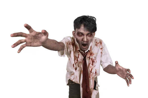 Horrible zombie effrayant dans les vêtements veulent vous attraper — Photo