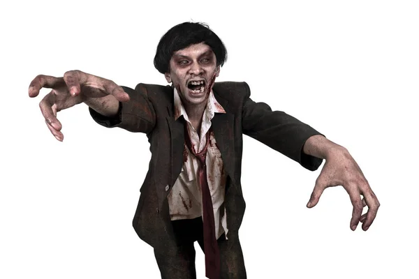 Retrato de hombre zombie asiático en un traje — Foto de Stock