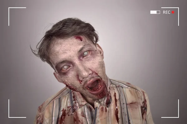 Kanlı Asya zombi adam portresi — Stok fotoğraf