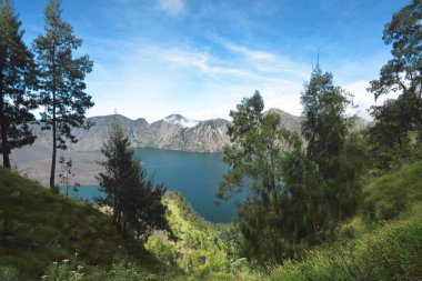 Mount Rinjani krater mavi Segara Anak gölde
