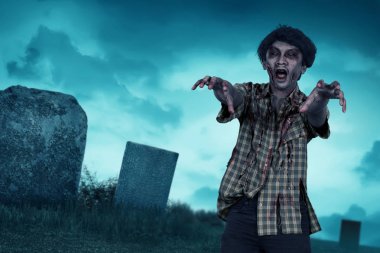 Sana ulaşmak için el ile Asya zombi adam portresi