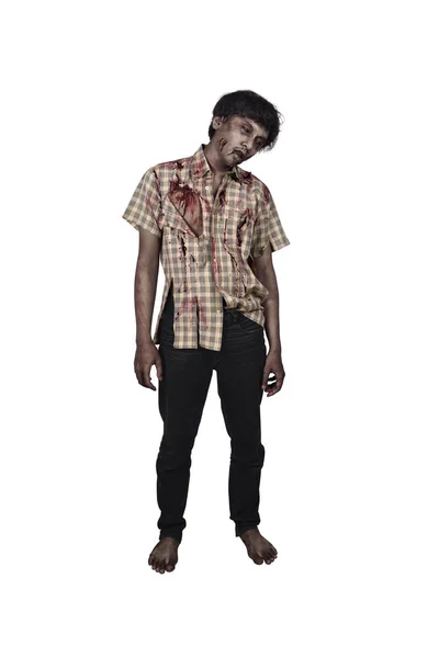 Retrato de hombre zombie asiático con herida en el cuerpo —  Fotos de Stock
