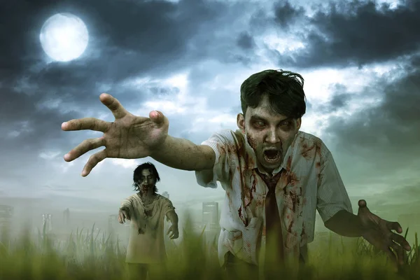 Two asian zombies with mad faces — Stock Photo, Image