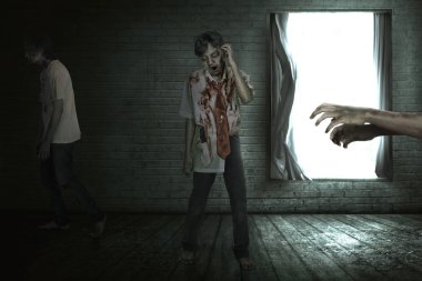 Etrafta korkunç Asya zombi grubu