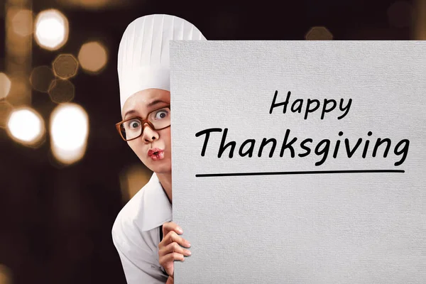 chef with Happy Thanksgiving message