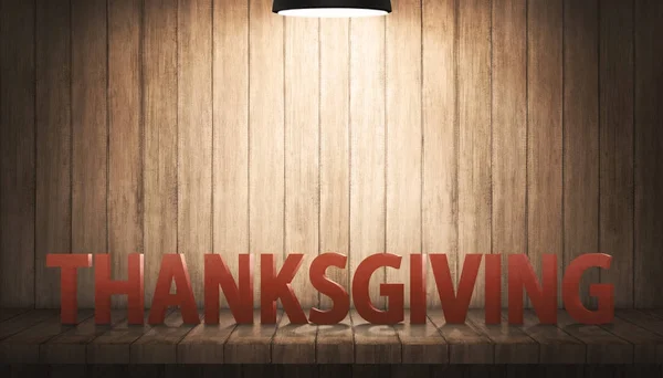 Thanksgiving typing on wooden background — Stock Photo, Image