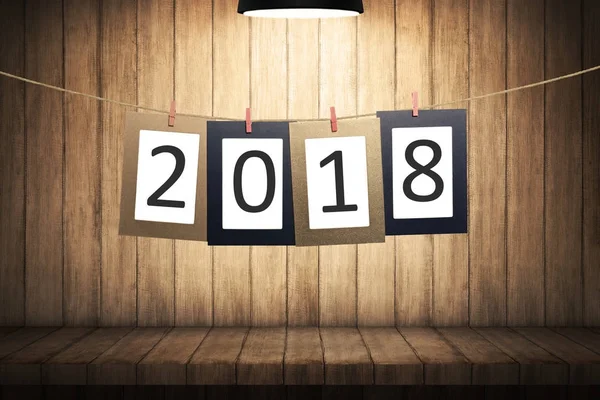 Zahl 2018 auf Karton für neues Jahr — Stockfoto