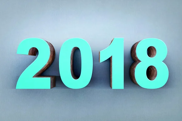 Синие Цифры 2018 Дерева Сером Фоне Новым Годом 2018 — стоковое фото