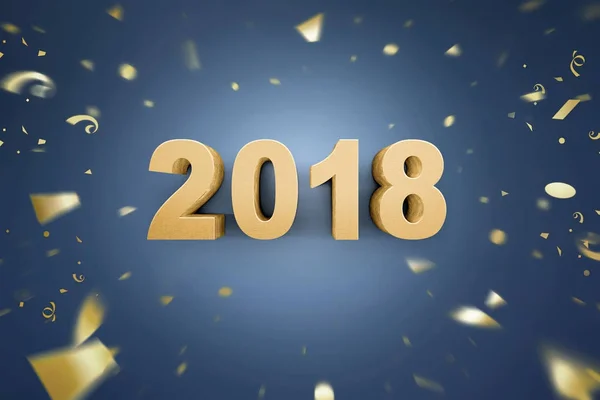 Numero 2018 Sfondo Blu Con Coriandoli Felice Anno Nuovo 2018 — Foto Stock