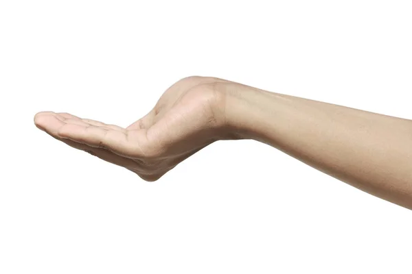 Ανθρώπινο Χέρι Ανοιχτή Παλάμη Απομονωθεί Λευκό Φόντο — Φωτογραφία Αρχείου
