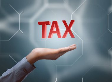 İşadamı el gösteren vergi metin