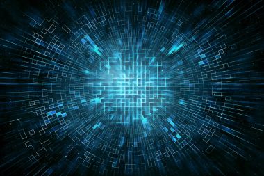 Techno daire arka plan siyah ve mavi renk tasarımı ile