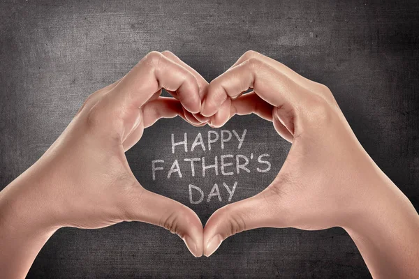 Kéz Szív Alakú Betűkkel Boldog Apák Napja — Stock Fotó