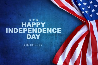 Happy Independence day message with american flag. Happy Independence day clipart