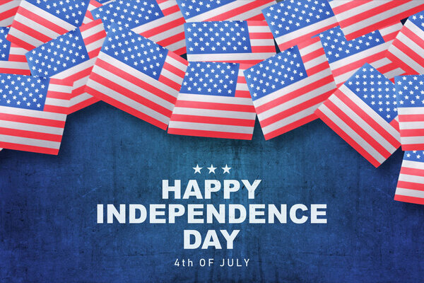 American flag with Happy Independence day text. Happy Independence day