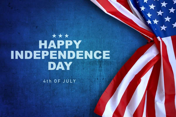 Lycklig Självständighetsdagen Meddelande Med Amerikanska Flaggan Lycklig Självständighetsdagen Stockbild