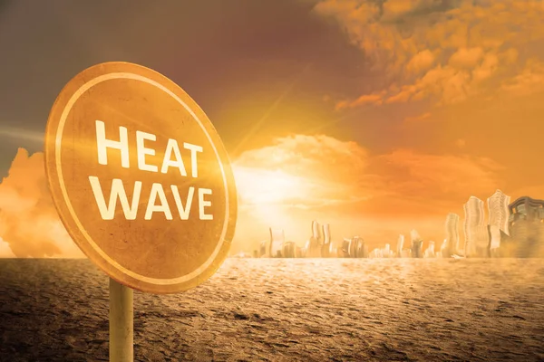 Heat Wave Tecken Staden Heat Wave Koncept — Stockfoto