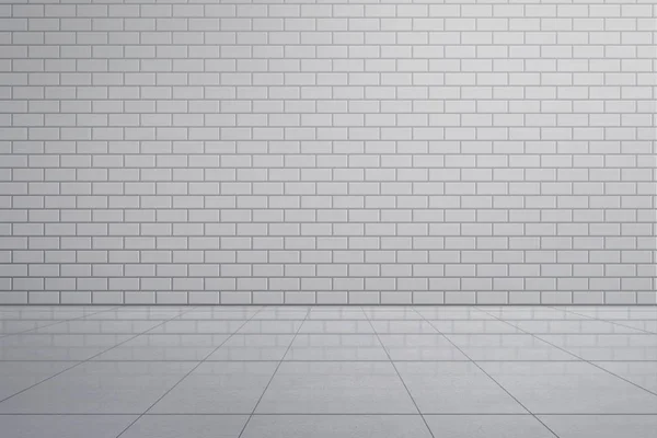 Näkymä Valkoinen Tiili Seinään Laatta Lattia — kuvapankkivalokuva