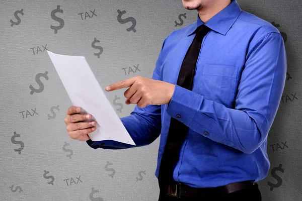 Businessman Holding Tax Invoice Taxation Concept — Stock Photo, Image