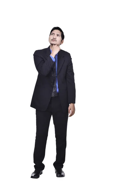 Image Asian Businessman Thinking Something Posing Isolated White Background — Stock Photo, Image