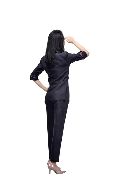 Asian business woman looking up — Stock Photo, Image