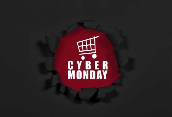 A ripped paper showing Cyber Monday text — Stock Photo, Image