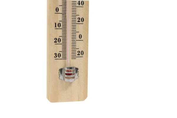 Closeup view of wooden thermometer — Stock Photo, Image