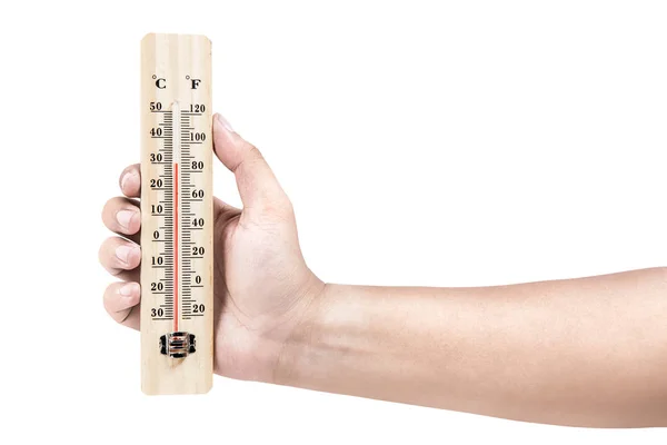 Ręczny termometr drewniany — Zdjęcie stockowe