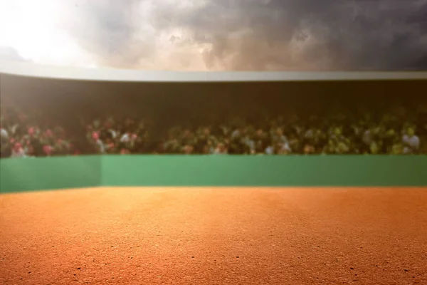 Utsikt över en tennisbana och publikens plats — Stockfoto