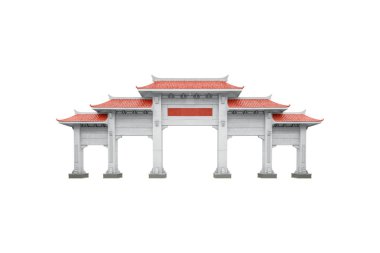 Kırmızı çatılı Çin pavyonu kapısı 
