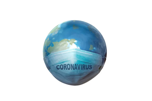 Terra Com Uma Máscara Gripe Prevenir Doença Gripe Coronavirus — Fotografia de Stock