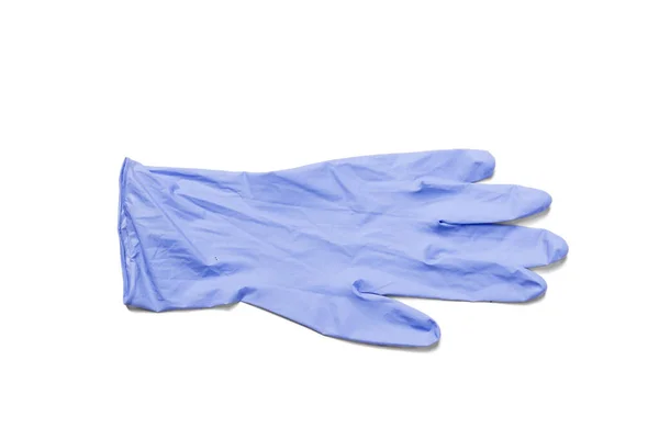 Blå Latex Medicinsk Handske Isolerad Över Vit Bakgrund — Stockfoto
