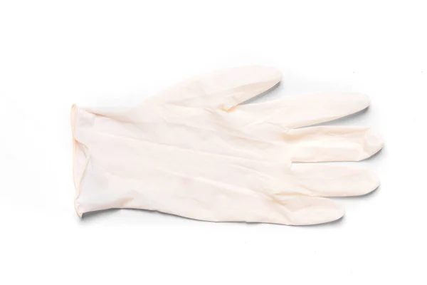 White Latex Medical Glove Isolated White Background — Stock Photo, Image