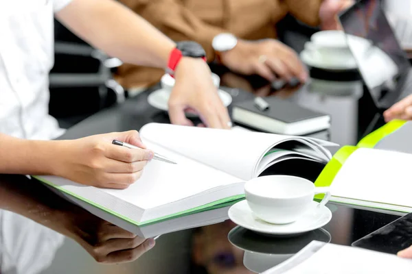 Businessman Document His Desk Discussing Business Workplace — Stock Photo, Image